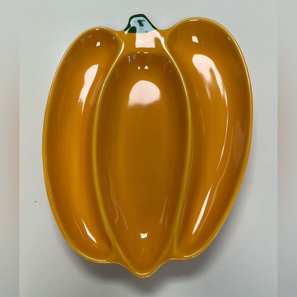 World Market Ceramic Orange Pepper Divided Serving Dish A. Santos Portugal 6802